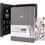 Clever Fox Planner Pro Premium – Luxurious Weekly & Monthly Planner with Budget Organizer for Productivity & Goals, Undated, A4 (Grey)