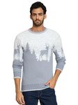 eWools Men's Winterwear Woolen Animal Print Cardigans Sweaters (Grey, 2XL)