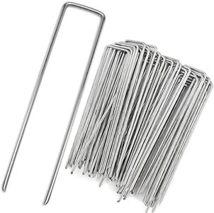 Outapex Landscape Staples, 8" Heavy-Duty Garden Stakes, U-Shaped Galvanized Securing Weed Fabric Landscape Fabric Netting Ground Sheets and Camping Tent 50 Pack