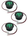 VOKTTA 3 Pieces Car LED Digital Voltmeter DC 4-100V,2 Wires Voltage Tester 3-Digit LED display Voltage Meter with Anti -connection protection for car/marine/boat (Green)