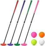 Hiboom 4 Pack Golf Putters for Men and Women Two Way Mini Golf Putter with 4 Golf Balls Adjustable Length Kids Putter Bulk for Right or Left Handed Golfers for Children Teenager Junior (Vivid Color)