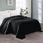 Exclusivo Mezcla Fleece Blanket for Bed, Super Soft and Warm Black Queen Blankets, All Season Use, Cozy, Plush, Lightweight, 90x90 inches