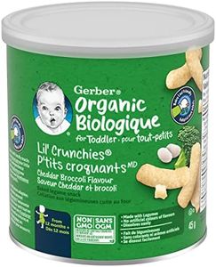 GERBER Organic Lil’ CRUNCHIES Cheddar & Broccoli, Toddler Snacks, 12+ Months, 45 g, 6 Pack