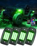 RGB LED Rock Lights, QMPARTS 60 LEDs Brightness Multicolor Neon Underglow Kit Water Repelled Car Light with APP Music Timing Mode Rock Lights for Trucks ATV RZR UTV SUV Boat- 4 Pods