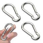 Eastrise Stainless Steel Carabiner Spring Snap Hook-304 Stainless Steel Heavy Duty Clips for Outdoor Hiking Camping Fishing(Not for Climbing)-4 Pcs