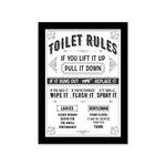 Printers Mews Toilet Rules A5 Print in Black Frame Bathroom Art Prints Bathroom Print Décor 18 X 24.5cm (7x9.6inch)