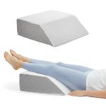 amazon basics Wedge Leg Pillow | High Resilience Super-Soft Foam | Leg, Hip, Thigh & Knee Rest | Generous Size for Both Legs | Washable Cover | 22 x 20 x 7 in | White & Grey