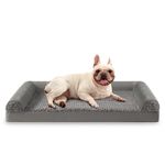 FURTIME Medium Dog Bed(71 x 58cm), Orthopedic Memory Foam Dog Beds Sofa with Removable Flannel Cover, Washable Pet Bed, Grey, Good for Yorkshire, Chihuahua, Jack Russell Terrier, Bomei，Cat