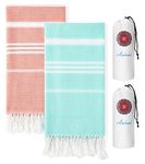 2 Packs Cotton Turkish Beach Towels Quick Dry Sand Free Oversized Bath Pool Swim Towel Extra Large XL Big Blanket Adult Travel Essentials Cruise Accessories Must Haves Clearance Vacation Stuff