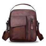 IVTG Leather Messenger Bags for Men Crossbody Shoulder Bags Man Purse Satchel, Coffee