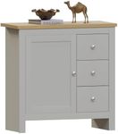 Vida Designs Arlington Sideboard, Buffet Table, Cupboard Cabinet Engineered Wood (Grey & Oak, 3 Drawer 1 Door)