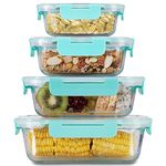 Allo Food Safe Glass Containers With Lids, Microwave Safe, Borosilicate Meal Prep Glass Food Storage Container For Kitchen, Set Of 4 185Ml, 370Ml, 640Ml, 1040Ml - Transparent