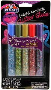 Elmer's Washable Glitter Glue Pens, Pack of 5 Pens, Bright Confetti Glitter Colors (E653)