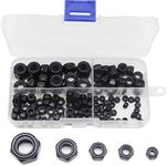 binifiMux 130Pcs Black Nylon Inserted Hex Self Locking Nuts Assortment Kit,M3/ M4/ M5/ M6/ M8 Black Self Clinching Nuts Assortment Kit