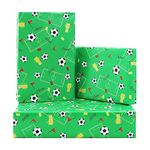 Football Wrapping Paper, Soccer Football Field Sports Trophy Gift Green Wrapping Paper 4 Sheets 50x70cm per Sheet, Birthday Gift Wrap for Boys Kids Men Birthday Holiday