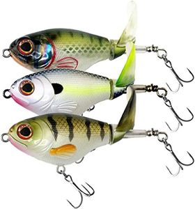 Proaovao Topwater Fishing Lures 3pcs Fishing Bait Bass Fishing Lure with Floating Rotating Tail for Trout Pike Perch Swimbaits AH7517 2.95inch 0.6oz