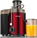 Effortless Juicer Machines, SiFENE Wide Chute Centrifugal Juice Extractor Maker for Fruits & Vegetables, 3-Speed Settings, Easy-Clean, BPA-Free (Sleek Stainless Steel, Red)