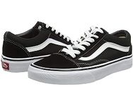 Vans Unisex Old Skool Classic Skate Shoes, (Canvas) Black/True White, 44 M EU / 12 B(M) US Women / 10.5 D(M) US Men