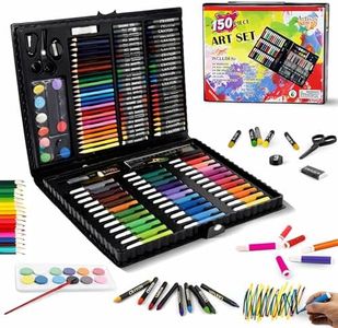 WISHKEY 150 Pieces Colour Set Kit for Kids, Complete Stationery Items and Colour Pencil Set in Portable Case, Creative Birthday Gift for Kids and Gift for Girls Age 12-14 Years