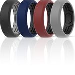 ThunderFit Men Breathable Air Grooves Silicone Wedding Ring Wedding Bands - 8mm Wide (Dark Blue B-Black, Dark Red A-Black, Grey C-Black, Black-Grey A - Size 10.5-11 (20.6mm))