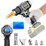 Mtiolhig Cordless Heat Gun for Dewalt 20v Battery, 122℉ to 1022℉ Variable Temperature Fast Heating Heavy Duty Hot Air Gun with 5pcs Nozzles for Shrink Wrap, Wire Connections (Do NOT Include Battery)