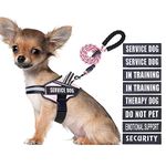 Service Dog Vest Harness and Leash Set, Animire in Training Dog Harness with 10 Dog Patches, Reflective Dog Leash with Soft Padded Handle for Small, Medium, Large, and Extra-Large Dogs(Pink,S)