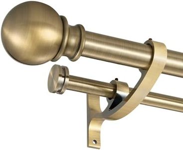 Lwiiom Double Curtain Rods with Aluminum Bouquet Brackets and Round Finials, Antique Bronze Curtain Rods for Windows 28 to 48 inch, 1-inches Front and 5/8 Inches Back Double Window Drapery Rod