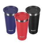 SHO Calix - Insulated Stainless Steel Coffee Cup, Travel Mug & Tumbler - Splash Proof - 500ml - 6 Hours Hot & 12 Hours Cold - Reusable, BPA Free, Thermal Vacuum Flask (Volcanic Red, 500ml)