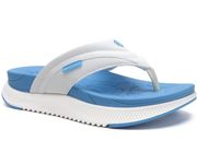 ONCAI Orthopedic Flip Flops Women with Arch Support Ladies Orthotic Recovery Sandals Comfortable Plantar Fasciitis Slip On Walking Sandal for Womans Indoor Outdoot Casual Summer BlueWhite Size 6