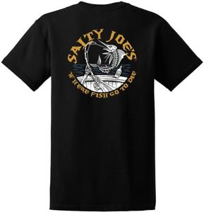 SALTY JOES Men's Rum n' Bones Heavyweight Cotton T-Shirt, Black / Colored Logo, 4X-Large