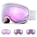 Odoland Photochromic Ski Goggles for Sunny and Cloudy Days, Anti-Fog OTG UV Protection Snowboard Goggles for Men Women Youth PP