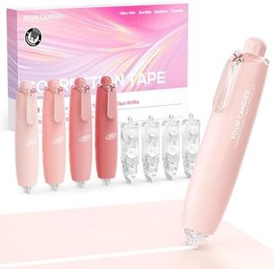 Four Candies 6MM Retractable Gradient Correction Tape, Easy to Use Tear-Resistant 4PCS White Out Tape with 4 Extra Refills, Pen Shaped, Smooth & Quick Dry Whiteout for School, Office Supplies (Pink)