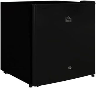 HOMCOM 46 Litre Table Top Mini Fridge with Lock, Small Fridge with Ice Box, Reversible Door, Adjustable Temperature and Legs for Bedroom, Home, Office, Black