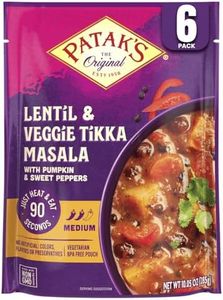 Patak’s Lentil & Veggie Tikka Masala - Vegetarian Indian Curry w/Lentils, Beans, Pumpkin, Sweet Potatoes & Vegetables - Ready-to-Eat Microwaveable Meal - Serve with Rice or Naan - 10.5oz (Pack of 6)