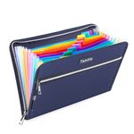 Fireproof Safe Accordion File Organizer Bag Folder,Waterproof Expanding Filing Folder with 14 Pockets, A4 Letter Size, Document Organizer Holder and Color Labels /2 Zipper (Navy Blue 14.3" x 9.8")…