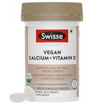 Swisse Vegan Calcium + Vitamin D3 for Stronger Bones, Teeth, Muscles & Immunity - 60 Tablets (Manufactured In Australia, Vegan Source Calcium Supplement For Higher Absorption)