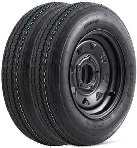 GarveeTech 4.80-12 4.80x12 480-12 Tires with 12'' Rims, 2 Pack 4.80-12 Tire 5 Lug on 4.5'', Load Range C 6PR, Muti Function Lawn Mower & Tractor Turf & Boat Tire, Black
