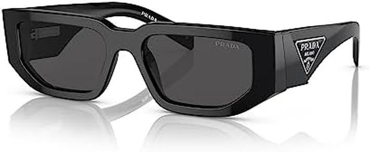 Prada PR 09ZS 1AB5S0 Black Plastic Rectangle Sunglasses Grey Lens