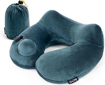 Push-Button Inflatable Daydreamer Neck Pillow with Airplane Travel Packsack and Luggage Clip - Gray