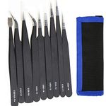 9 in 1 Precision ESD Tweezers Set for Craft Electronics, Jewelry-Making and Laboratory Work