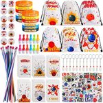 Sweetude 140 Pcs Bowling Party Decorations Bowling Party Favors Bags Keychain Ballpoint Pen Stickers Mini Notepads Silicone Wristband Badge Pencil for Bowling Birthday Party Supplies School Prizes