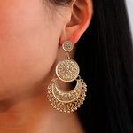 Atentuyi Chandelier Earrings Gold Earrings Vintage Gypsy Earrings Jhumka Jhumki Earrings Filigree Dangle Drop Earrings Antique Traditional Temple Earrings Boho Jewelry for Women and Girls