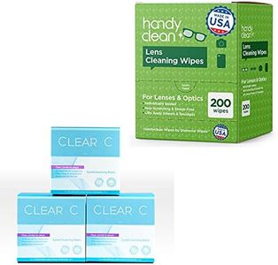 Eye and Lens Care Bundle Deal- Handy Clean 200 ct Lens Wipes Box & Clear C 90 ct Eyelid Wipes Best office Essential Clean Your Glass and Refresh eyes