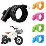 Kid Bike Lock, Bike Lock Cable with Mount for Children, Colorful Bicycle Lock, Portable Bike Locks Coiling Cable Locks for Bikes, Electric Bike, Skateboards, Strollers and Outdoor Equipment (Black)