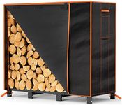 GREENER 4ft Firewood Rack Cover-600D Oxford Fabric Heavy-duty Waterproof Wood Rack Cover for Firewood,Weather Protection PVC Coating Log Rack Cover for Outdoor&indoor Firewood Cover(48*24*42",Black)
