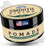 Smooth Viking Medium Hold & High Shine Pomade - Water Based Hair Cream for Curly, Thick & Straight Hair - Men's Hair Product - Made in USA, 2oz