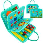 Busy Board for Toddlers, 34 IN 1 Montessori Toys Sensory Activities Preschool Educational Toys for Learning Fine Motor Skills for 2 3 4 5 6 Years, Travel Toys for Kids on Plane - Green/Dinosaur