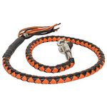 Dream Apparel 42" Leather Motorcycle Get Back Whip for Handlebar Fringed Biker Whip, Black and Orange