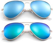 Pro Acme Aviator Sunglasses for Men Women Classic Polarized UV400 Protection (2 Pairs) Gold Frame/Blue Mirrored Lens + Gold Frame/Green Mirrored Lens