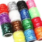 Tinsel Chenille Line Crystal Flash Line 15 Spools Multi Colors Fly Fishing Tying Material Total 150M for Bugs Flies